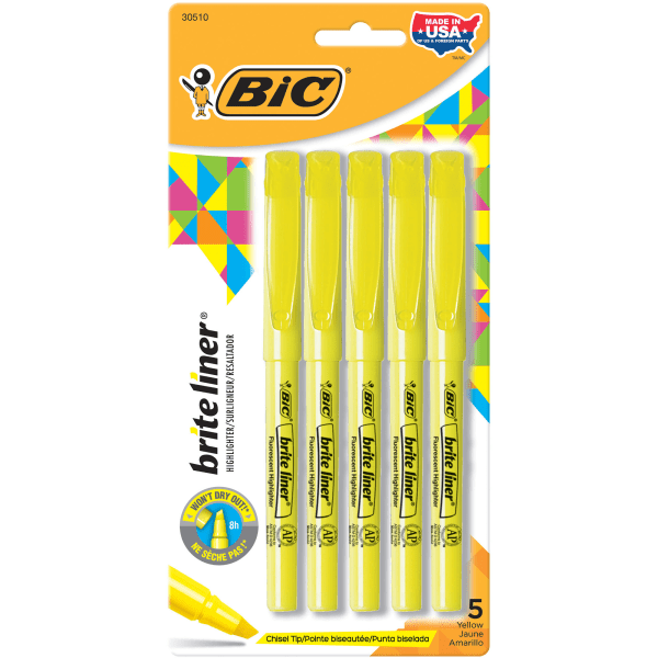 Bic Highliter Brite Liner 5-Yw
