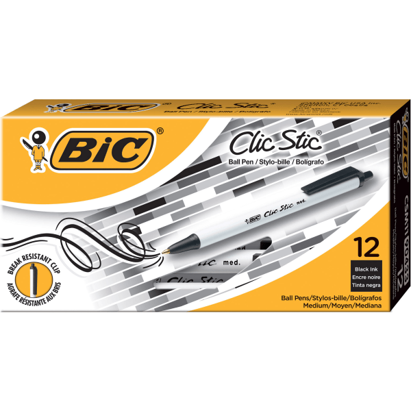 Bic Clic Stic Black 12ct BOX