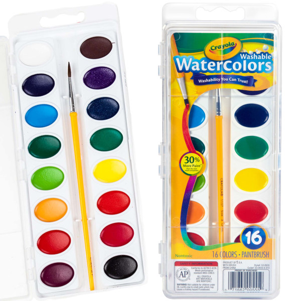 16 Washable Watercolor w/Brush