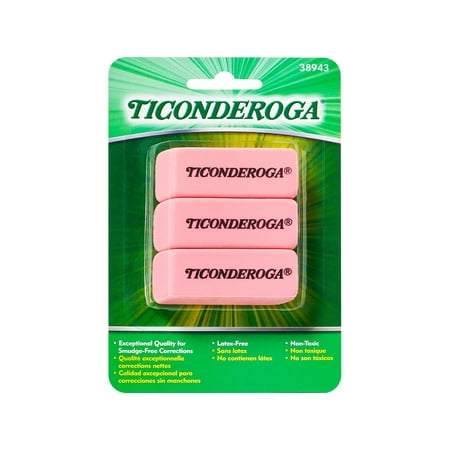 Pink Eraser 3pk Ticonderoga