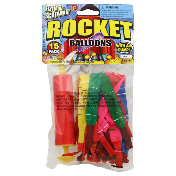 Rocket Balloon+Pump15ct Jaru
