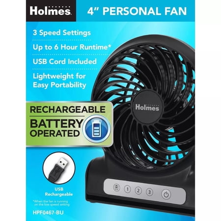 Desk Fan 4" Battery/USB Holmes