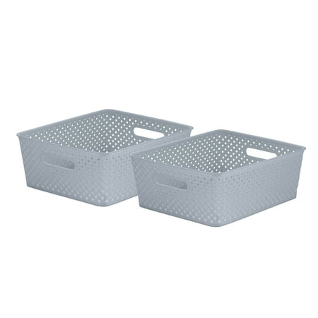 Shelf Tote Med Resin Grey 2pk.