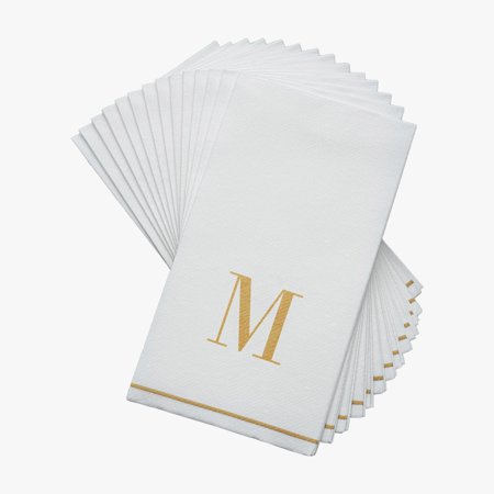 Guest Towel "M" Wht/Gold 14ct
