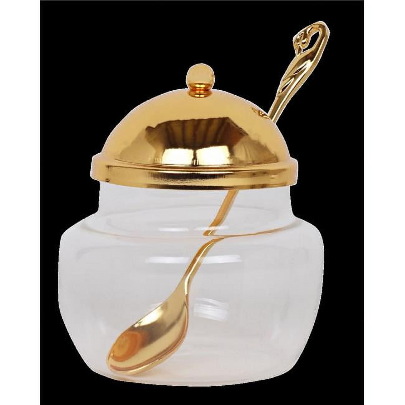 Honey Dish Clear/Gold w/Spoon