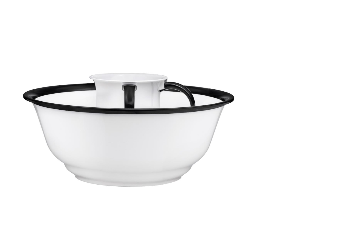 Washcup Set Acrylic-Wht/Blk