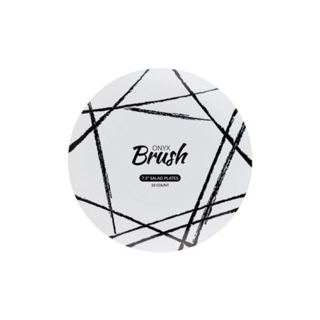 Brush 7.5" Plate Wht/Blac 10ct