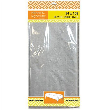 Plastic Tablecover Silver Lace