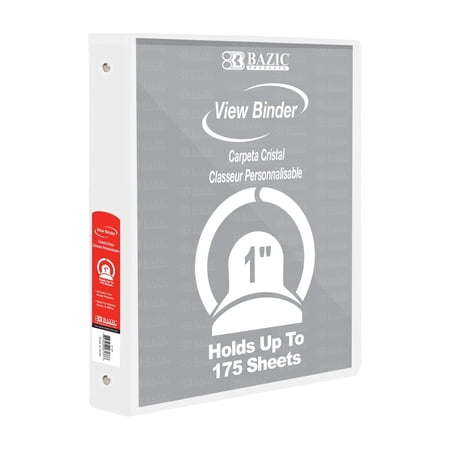 1" View Binder White Bazic