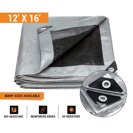 Tarp SIL/BLK 10 Mil 12' x 16'