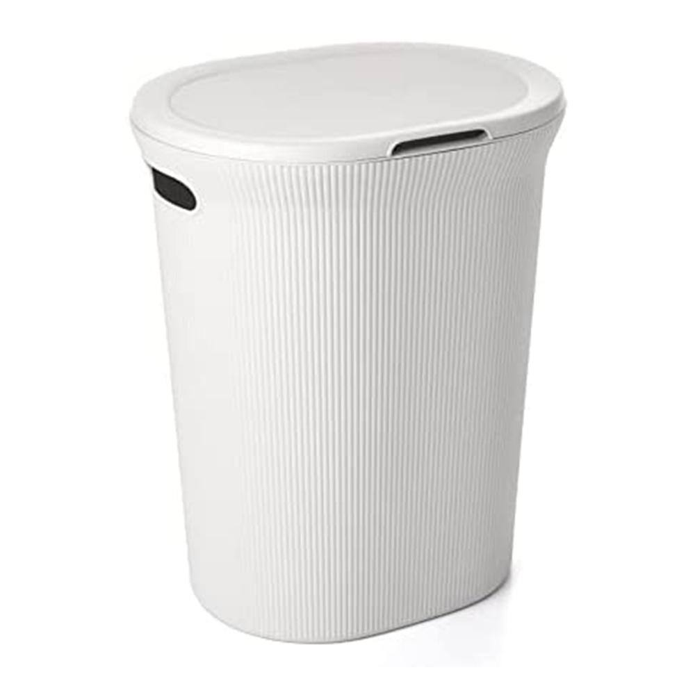 Hamper 1.15bu/40L Ribbed S-WHT