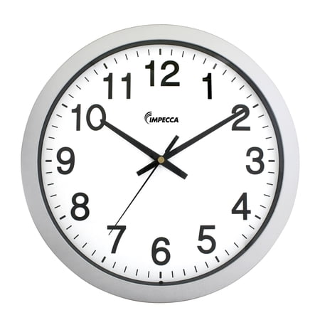 Wall Clock 14" White/SLVR Impe