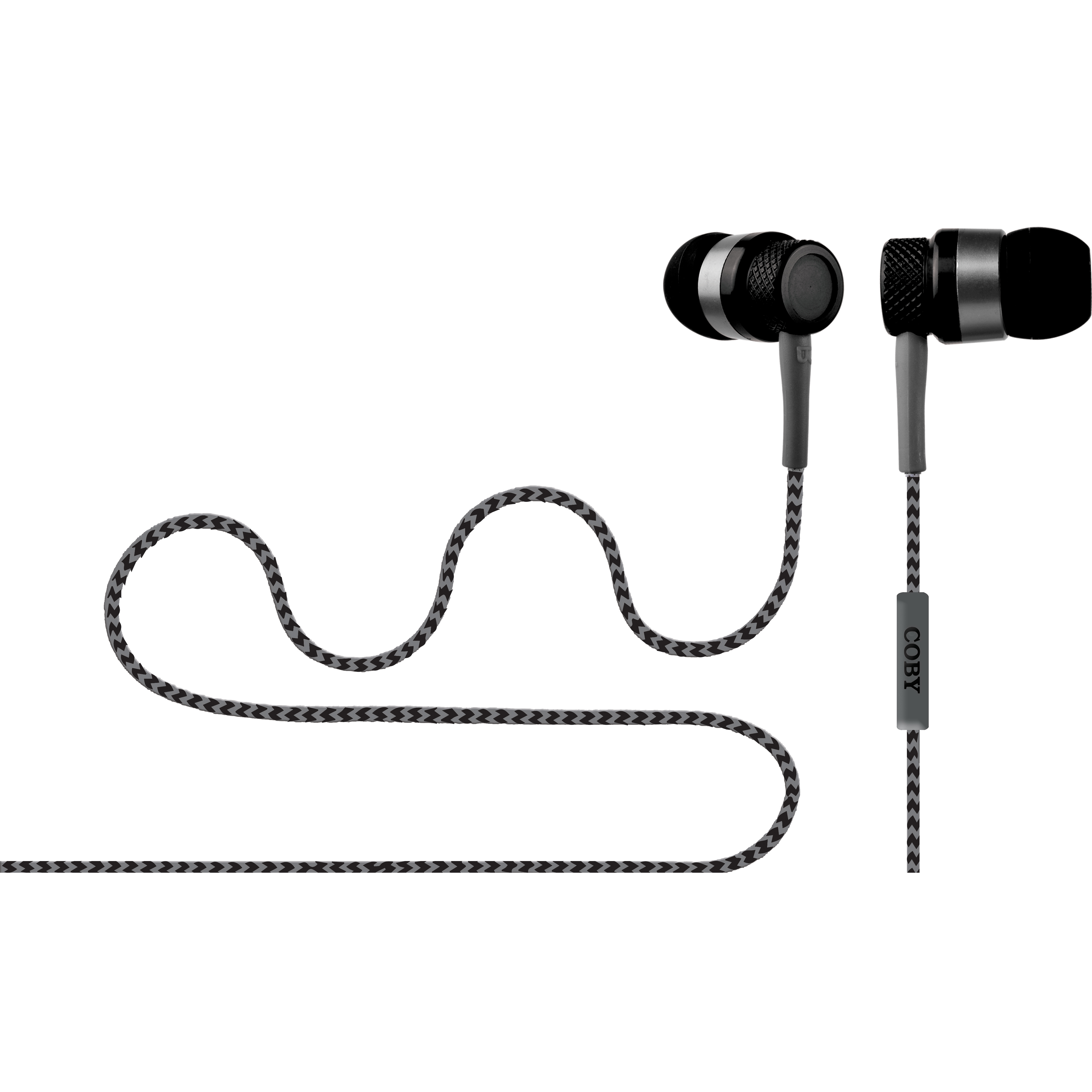 Earbuds+mic Braided Black COBY
