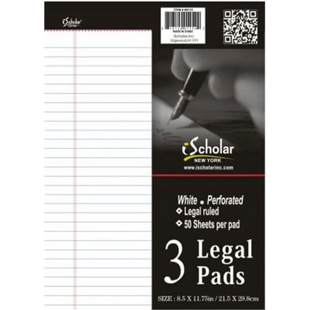 Legal Pad 8x11.75 White 3pk.