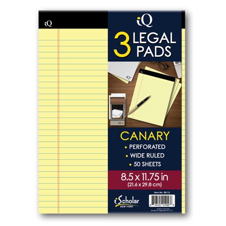 Legal Pad 8x11.75 Canary 3pk.