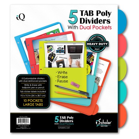 Dividers Poly 5-Tab Big w/Pckt
