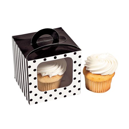 Cupcake Boxes BLK Polka 12ct