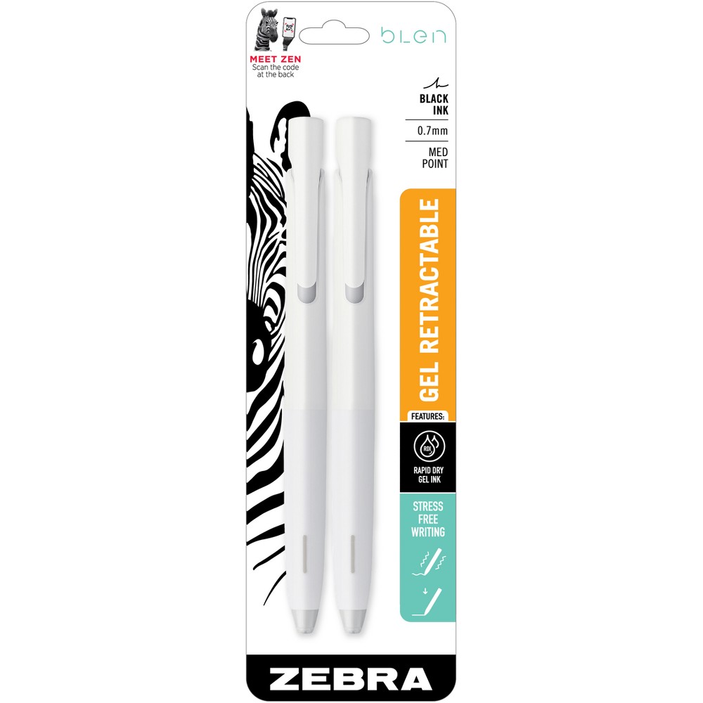 Zebra bLen Gel Black Ink 2pk.