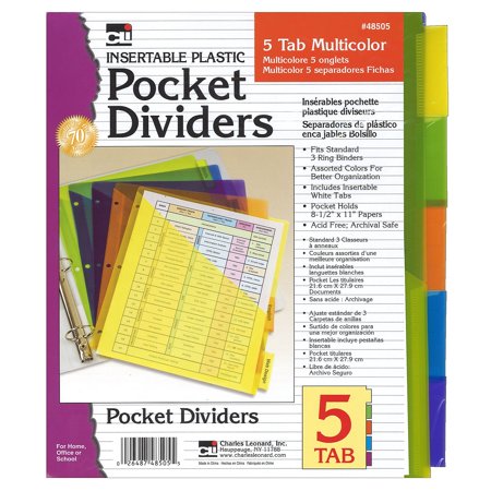 Dividers Poly 5-Tab w/Pocket