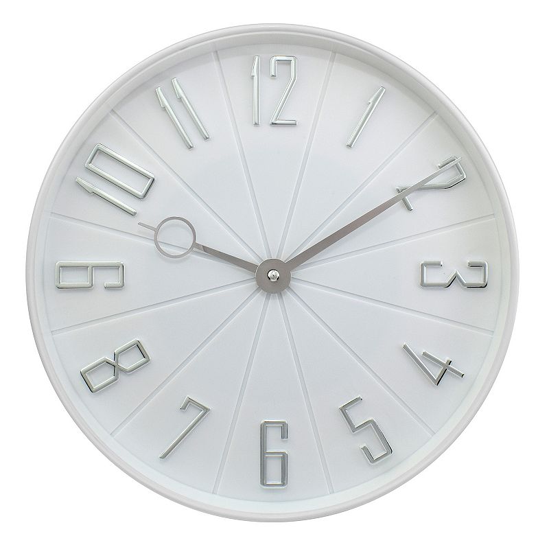 Wall Clock 12" White/Silver