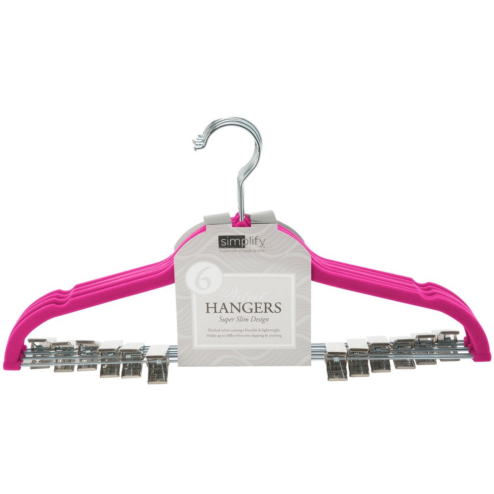 Hanger-Velvet Pink w/clip 6pk