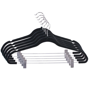 Hanger-Velvet Black w/clip 5pk