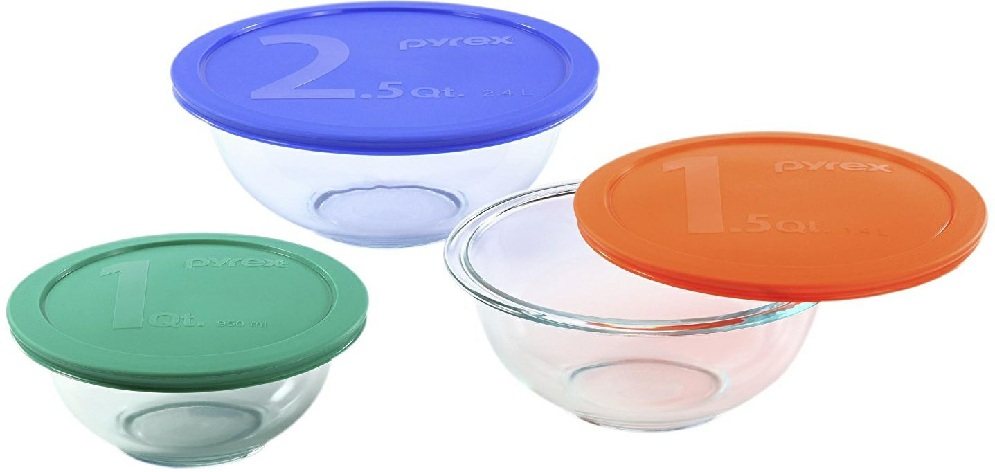 Pyrex Bowl 1/1.5/2.5 w/Lids