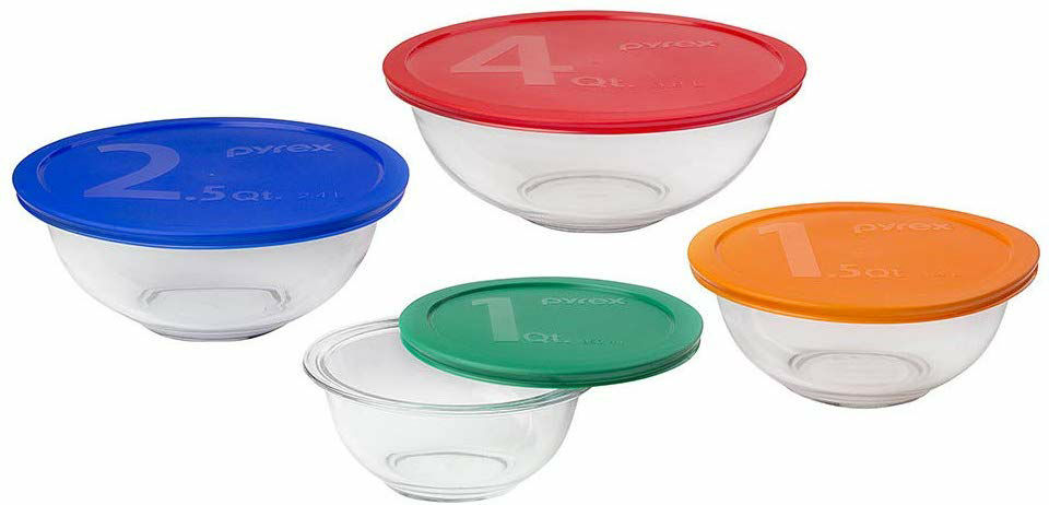 Pyrex Bowl 1/1.5/2.5 /4q+Lids