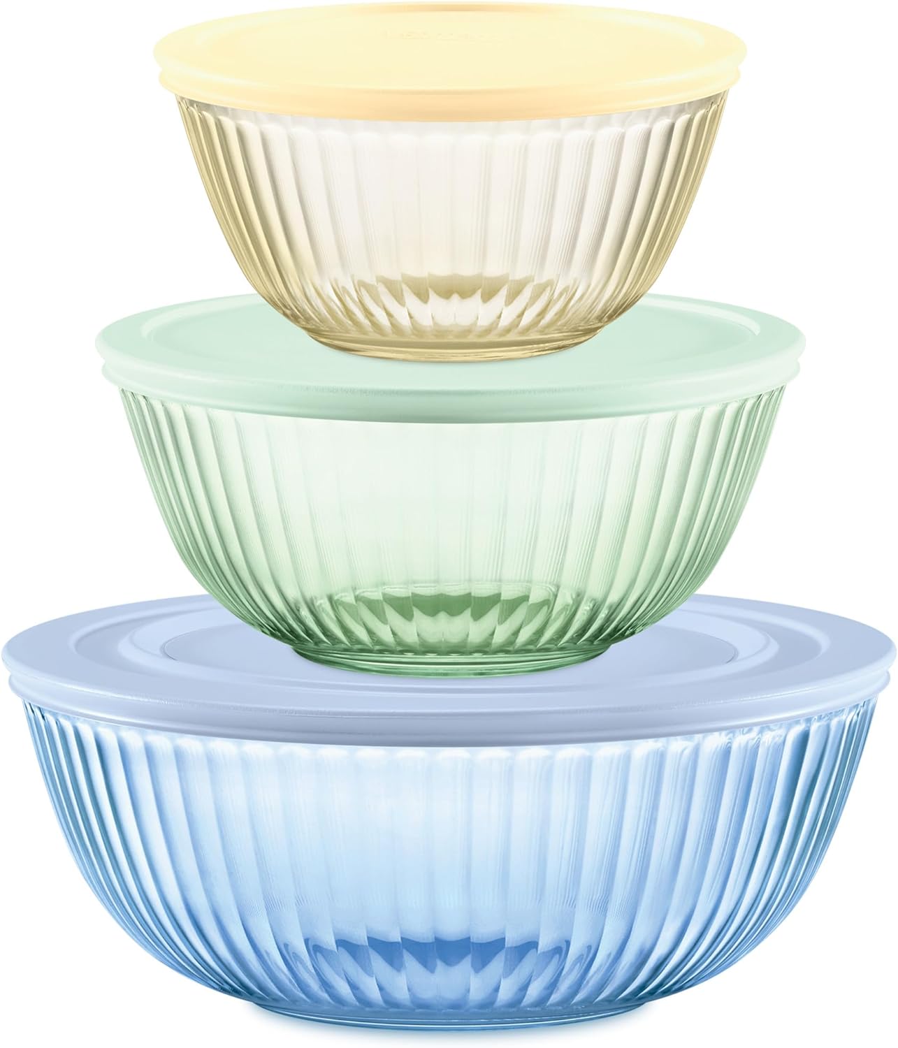 Pyrex 6p Bowls Colors Sculpted