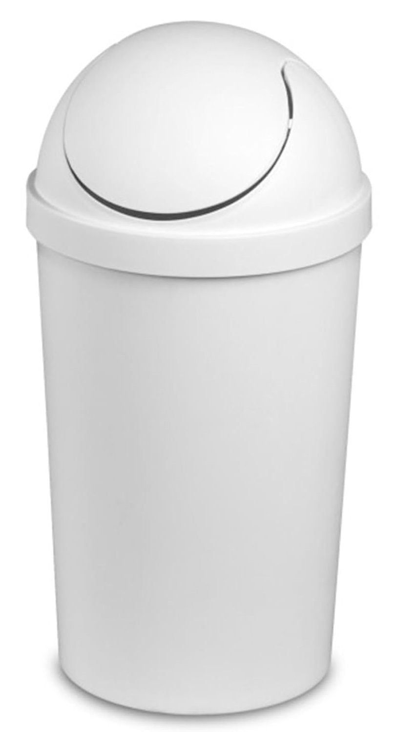Wastebasket 4gl WHT Swingtop