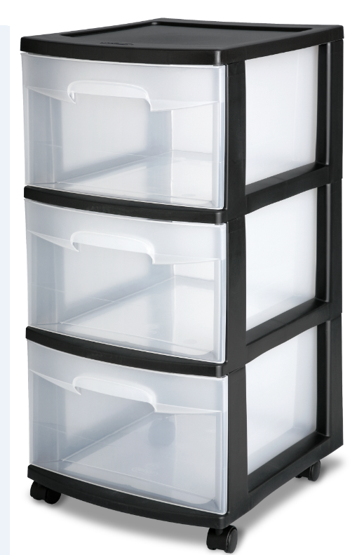 3-Drawer 12-5/8"w BLACK