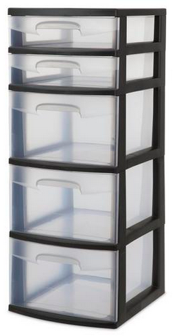 5-Drawer 12.5"w Black Sterilil
