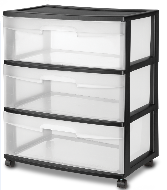 3-Drawer 21.75"w Black Sterili