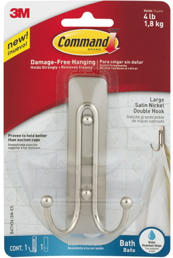 Command Lg Bath Hook Satin-Nkl