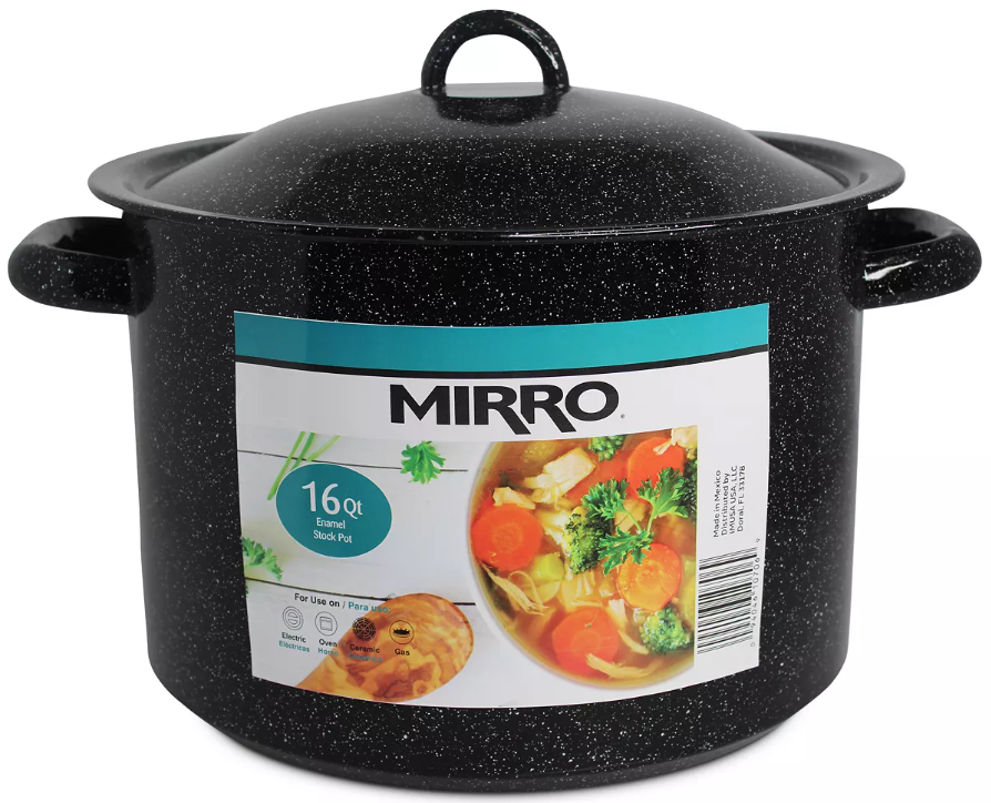 16 qt Enamel Pot-Cover BLK MIR