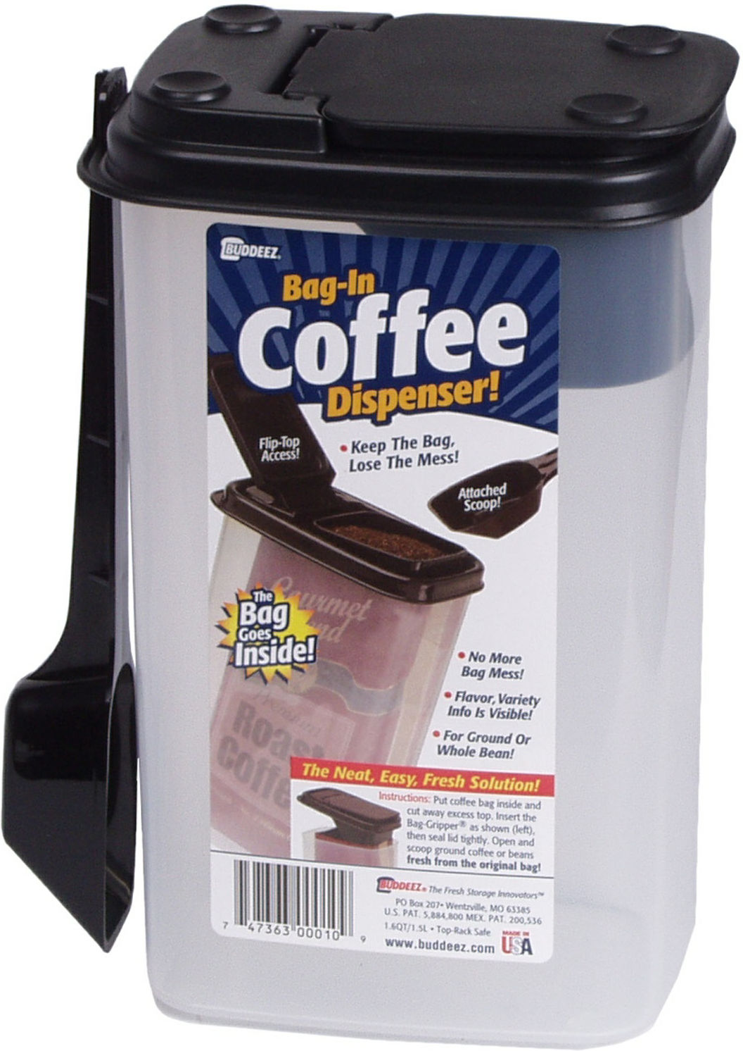 Buddeez 1.6qt Dispns+scoop BLK