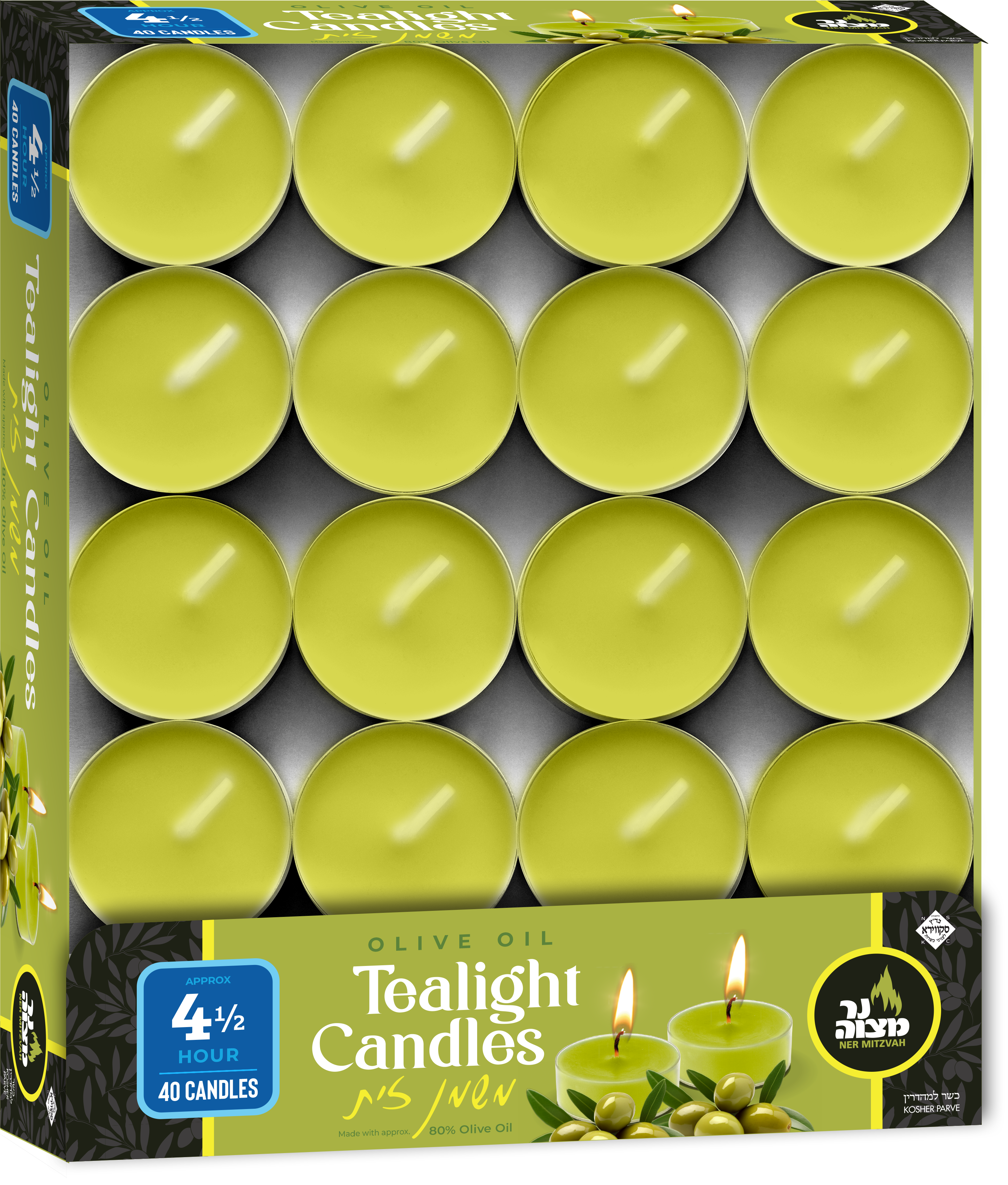 Tealight 40ct 4.5hrs Olive Oil