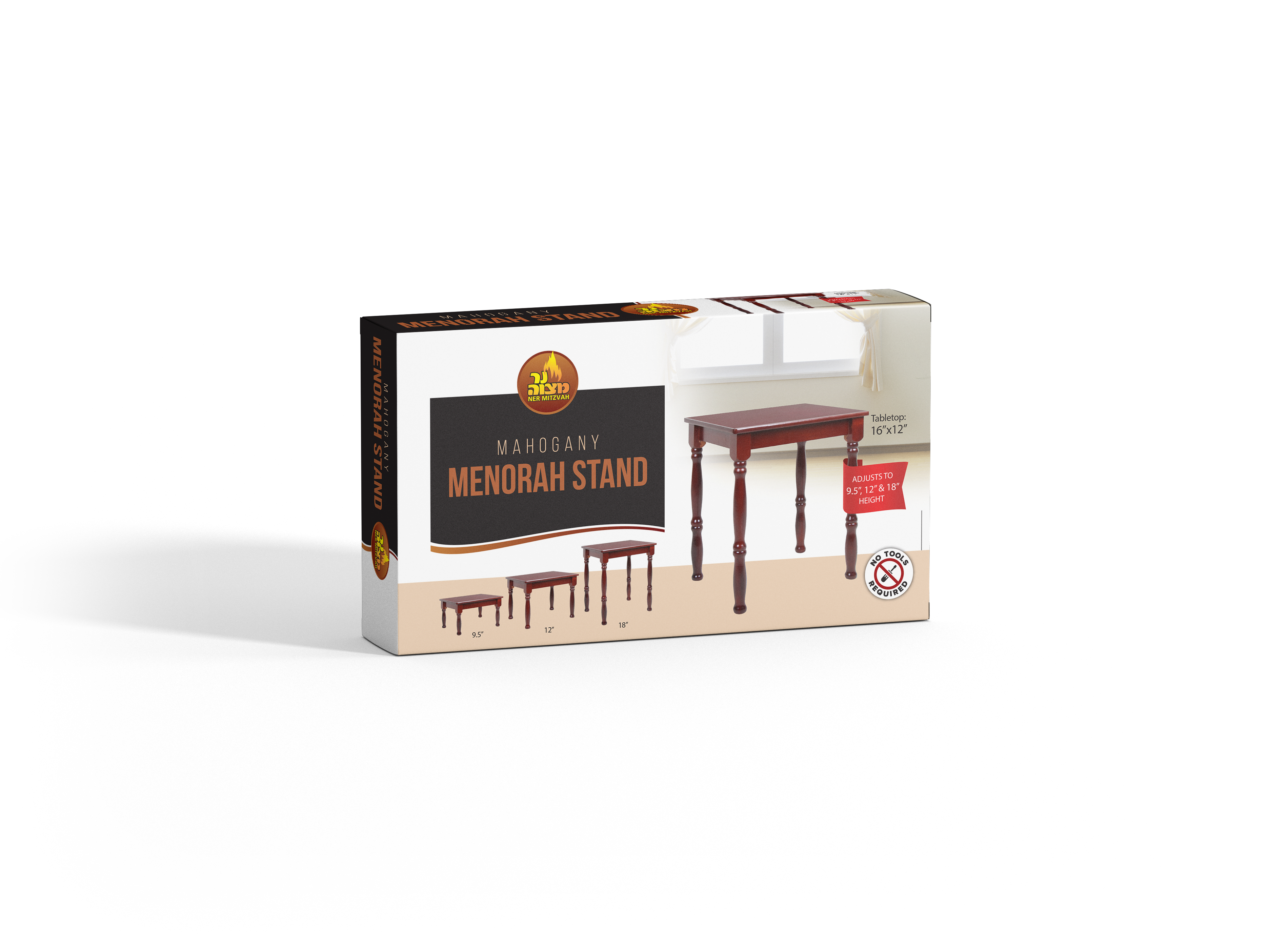 Menorah Stand  Mahogany 16x12