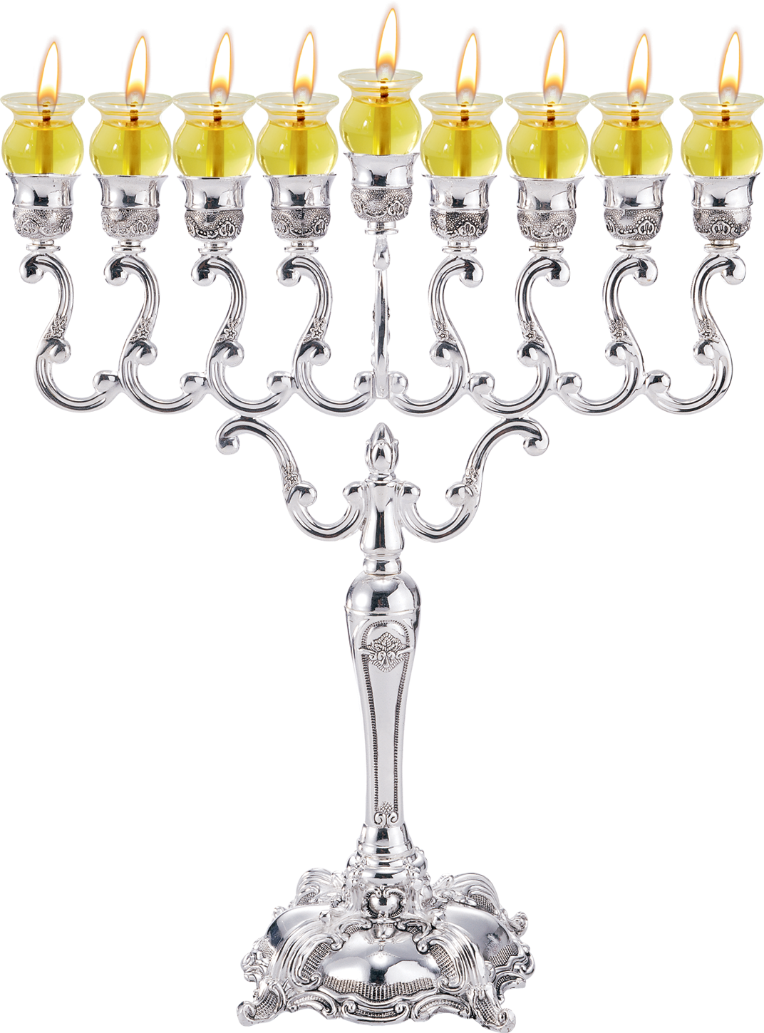 Menorah Oil 14" Silver Plated