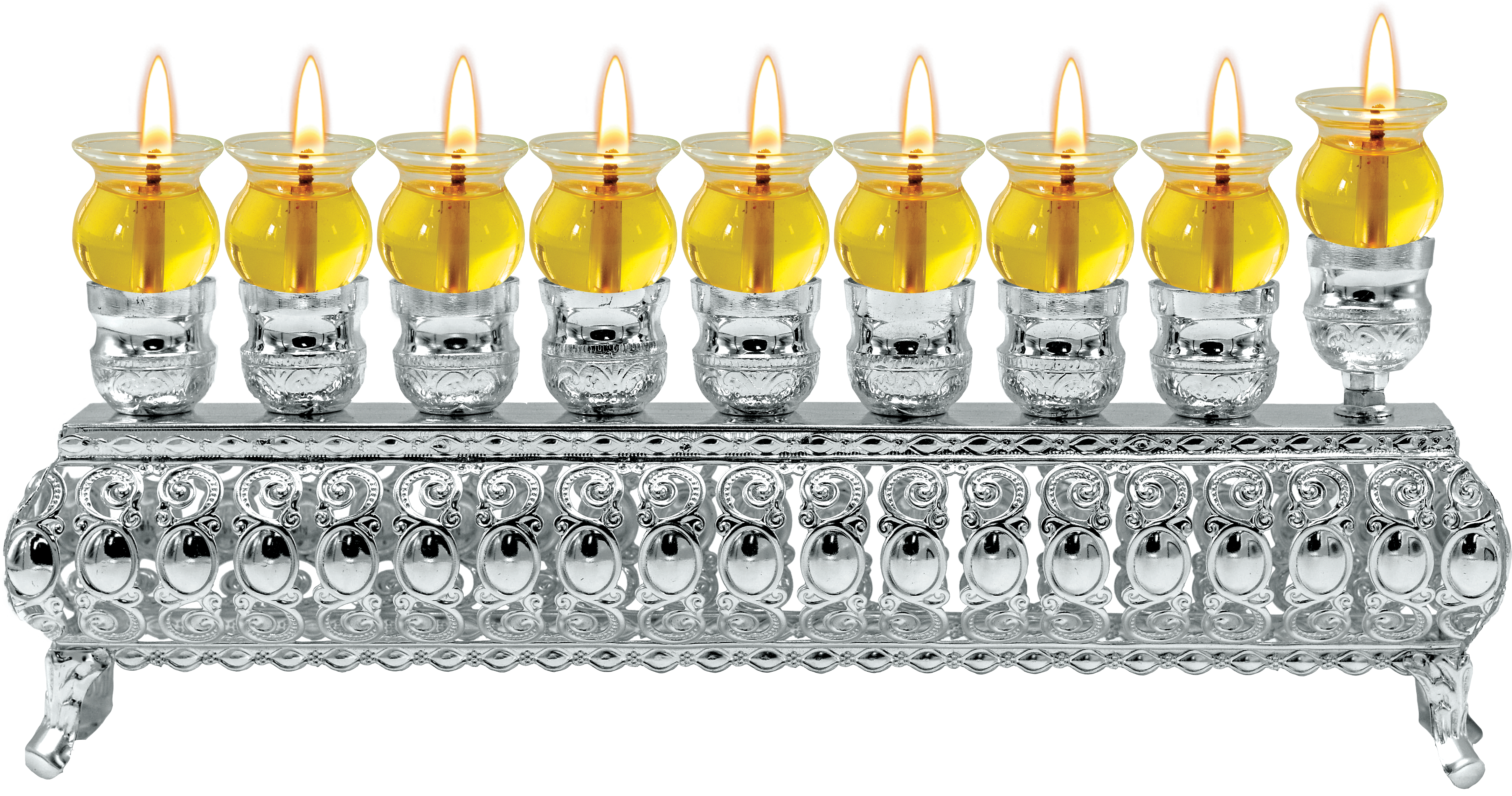 Menorah Oil 4" Silver Plated