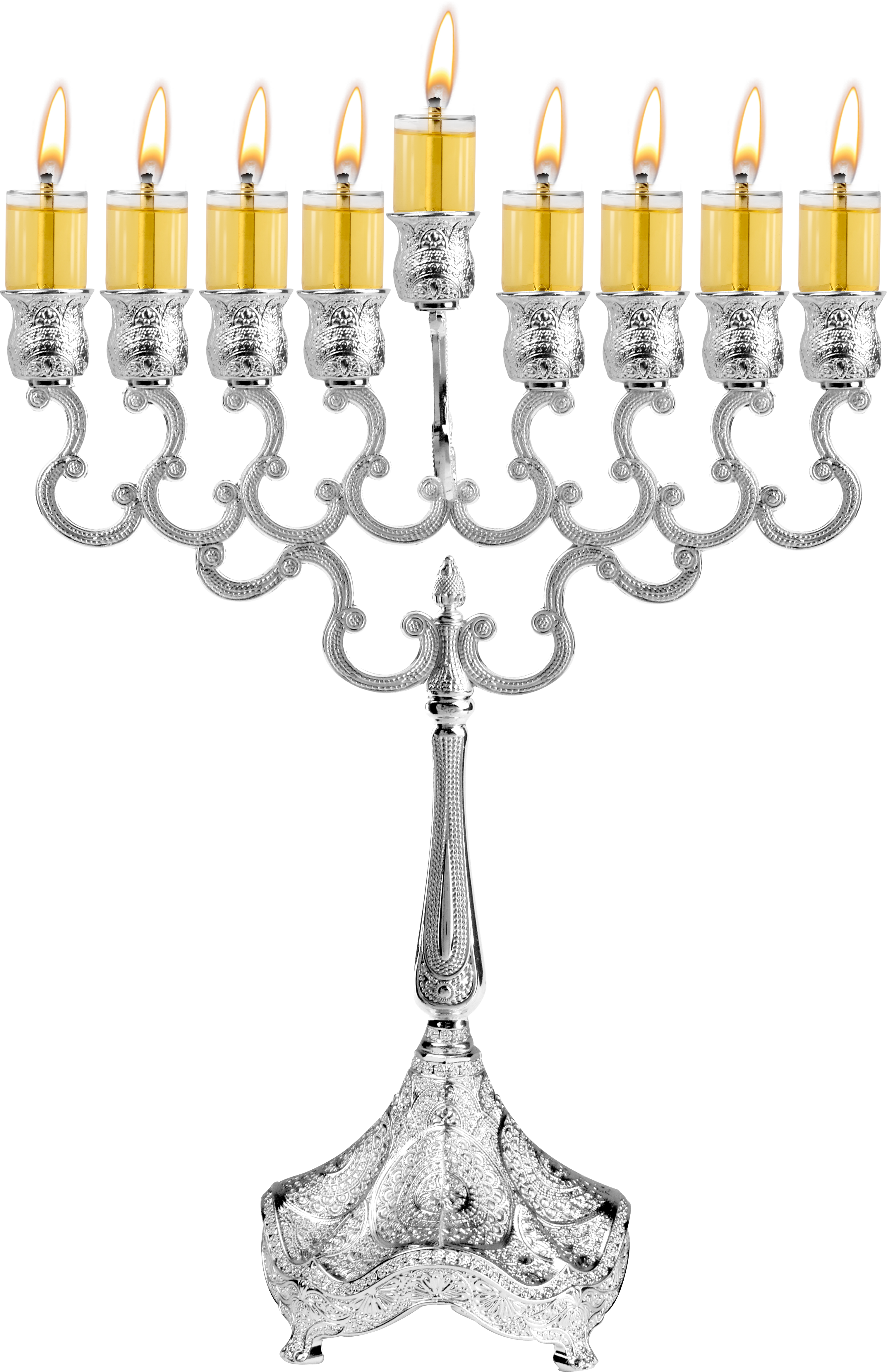 Menorah Oil 12" Silver Plated
