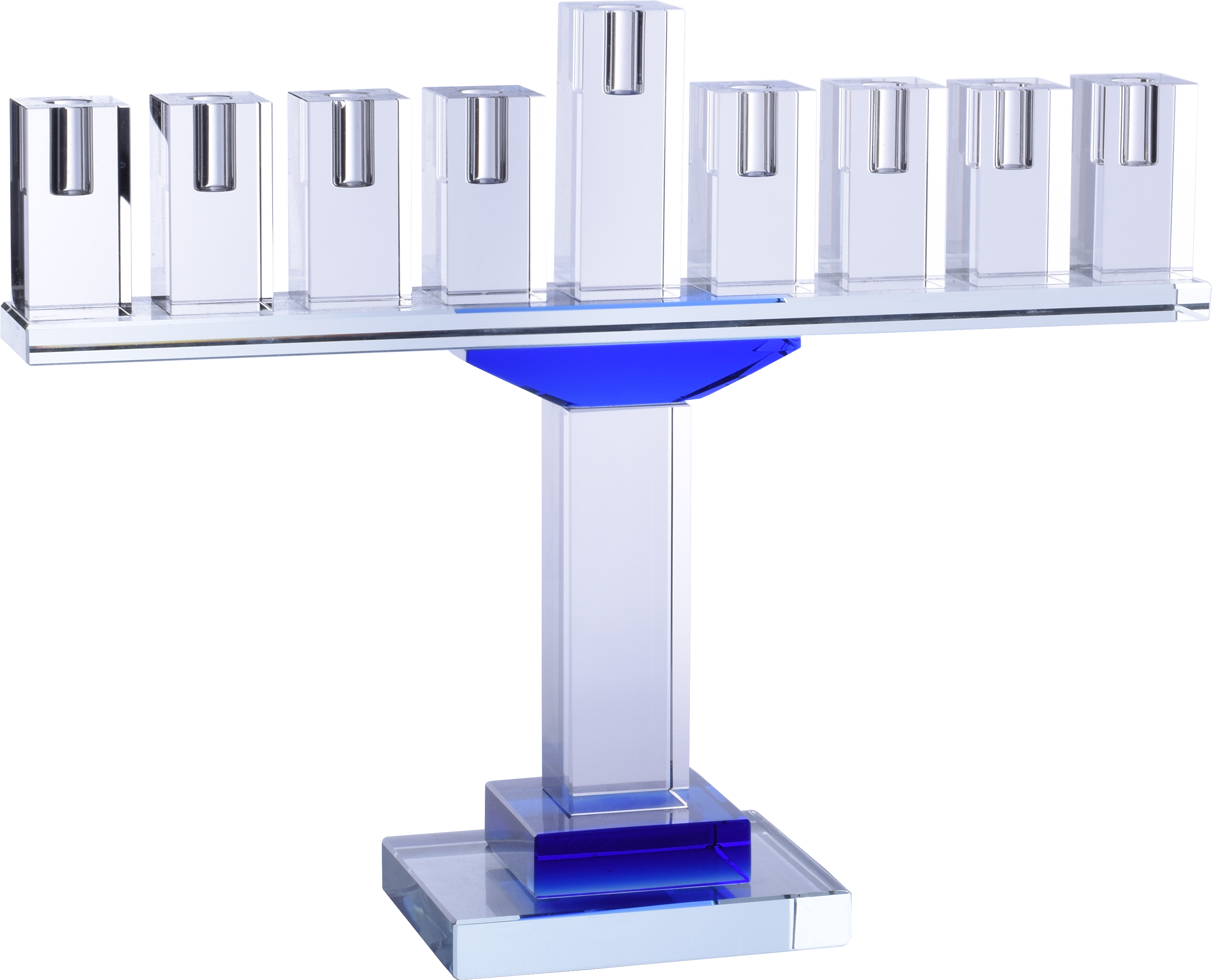 Menorah Crystal 9" Blue Accent