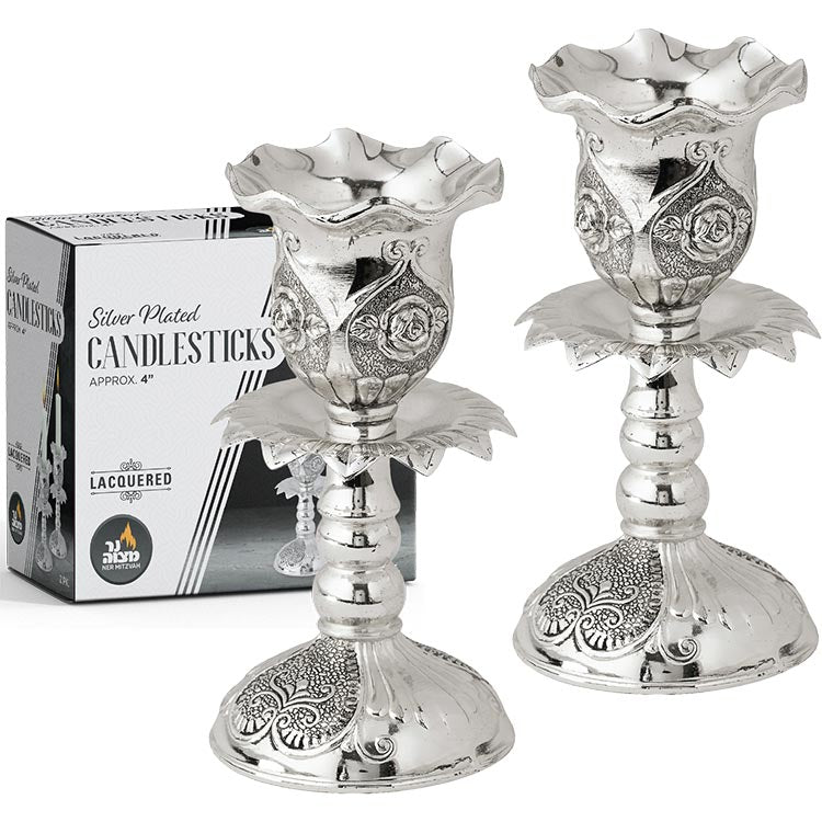 Candlestick Set 4" Silver Plat