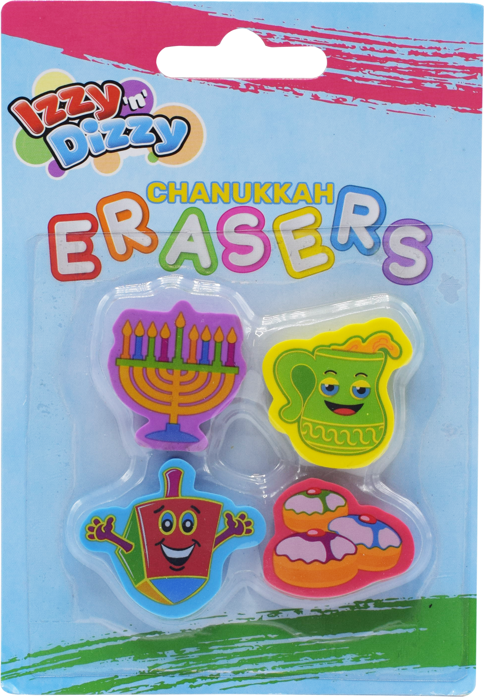 Erasers Chanukah 4pk.Izzy n' D