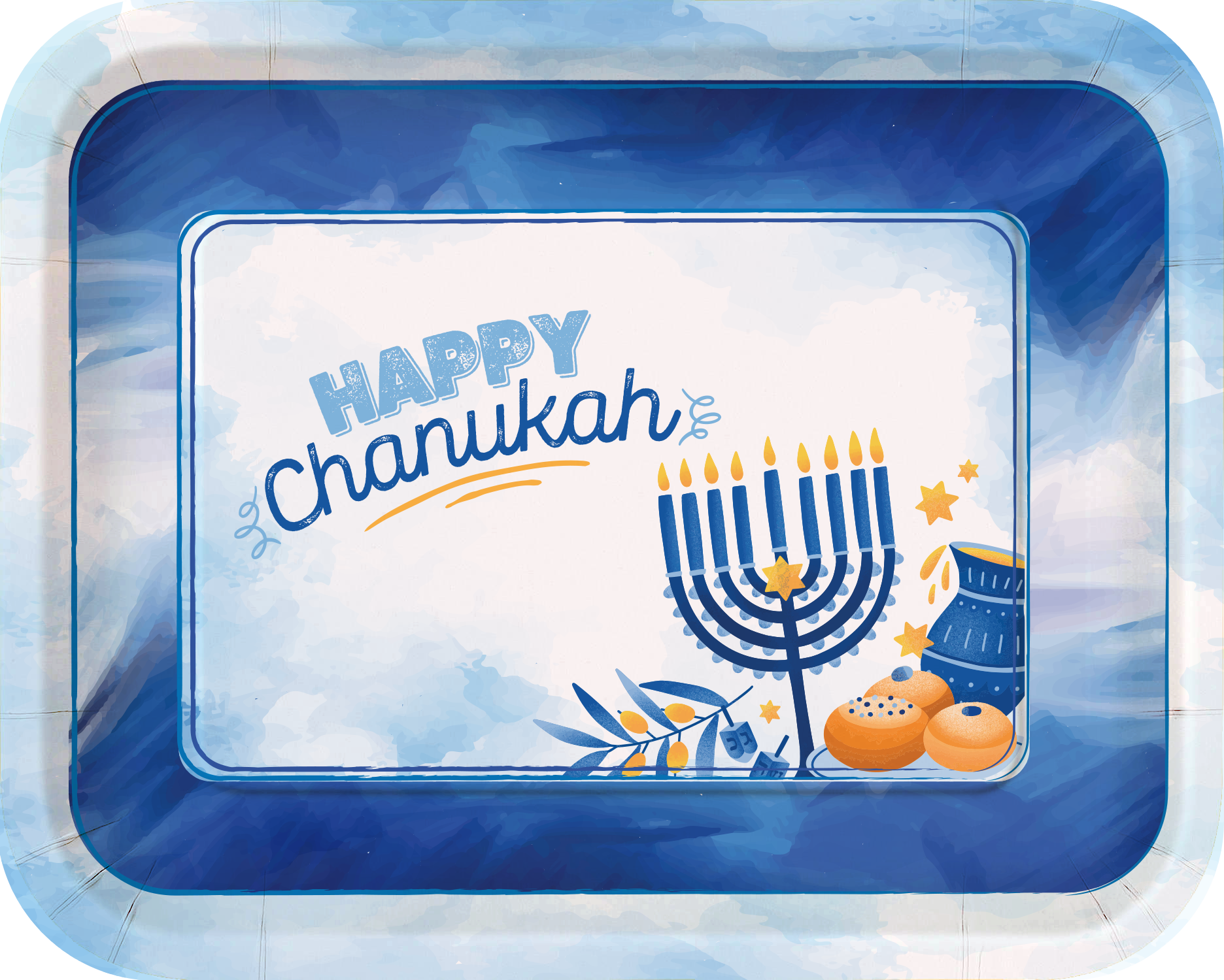 Chanukah Tray 3ct SQ-Blue