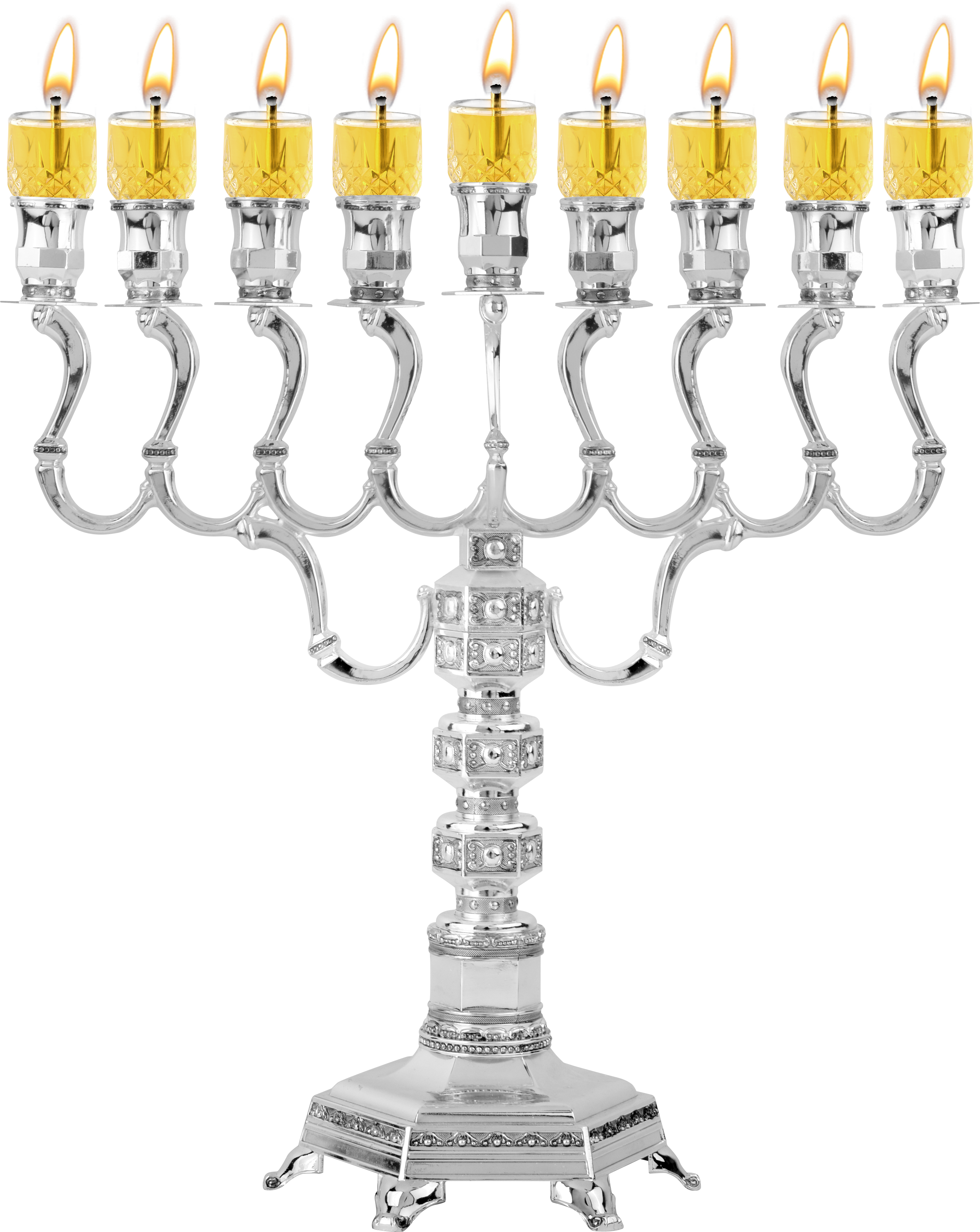 Menorah Oil 14" Silver Plated