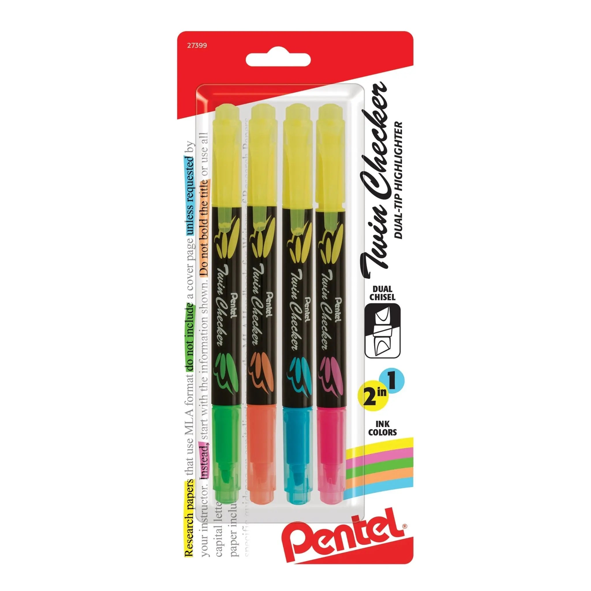 Pentel Dual Tip Highlight  4pk