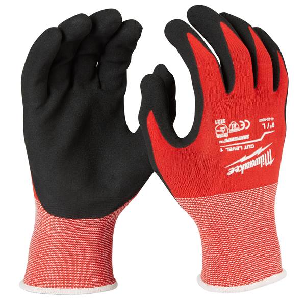 Work Gloves Cut-1 Milwk RED L
