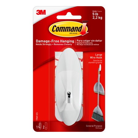 Command Wire Hook Lrg WHT 1ct