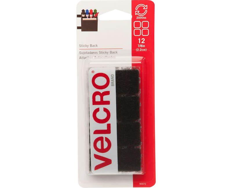 Velcro 7/8" Squares 12ct Black